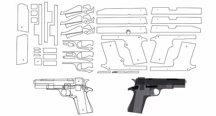 Verklig kraftfull Makarov -pistol av papper och kartong: mallar