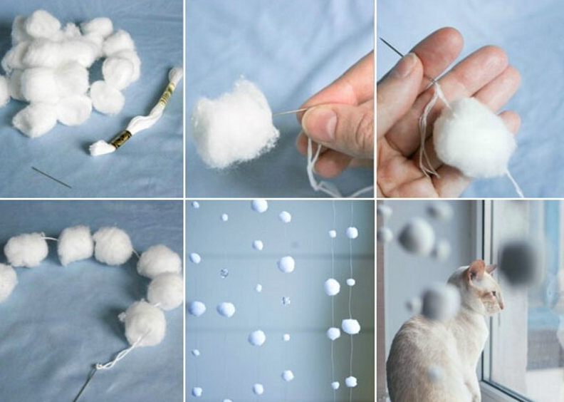 Garland dari Cotton Wool untuk Tahun Baru