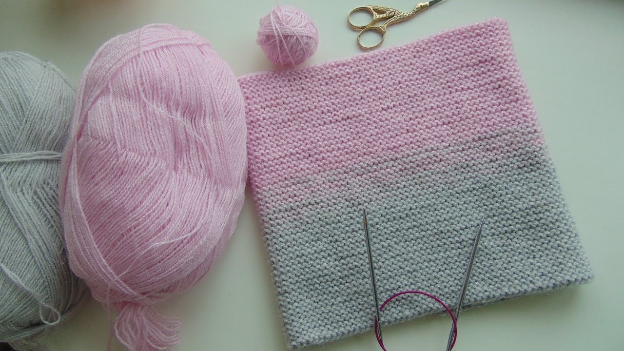 Dětské snood pletení jehly pro dvoukolorovou dívku s gradientem