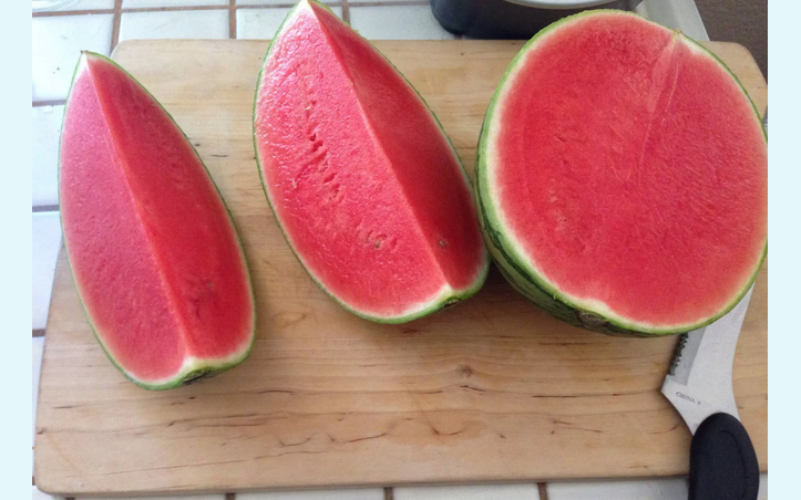 Mogen röd vattenmelon utan ben