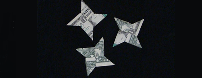 Shuriken från origami pengar med sina egna händer