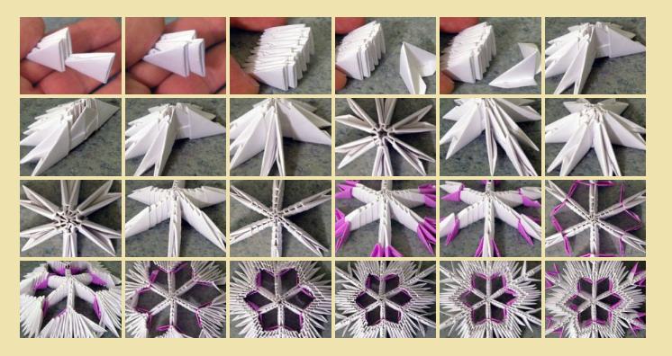 Objemová sněhová vločka v technice modulárního origami: instrukce