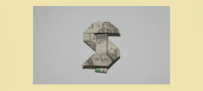 Dollar från pengar på origamiteknik