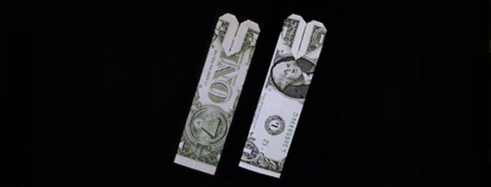 Bokmärke för boken origami från pengar med dina egna händer