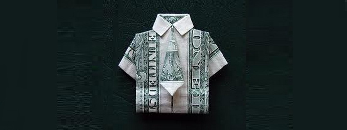En skjorta med slips, origami från kontanträkningar