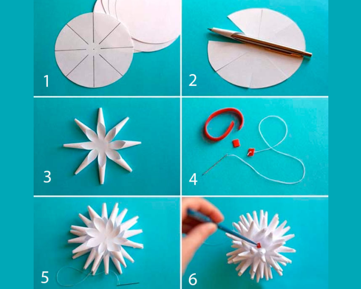 Kreativní objemová vločka Snowflake: instrukce