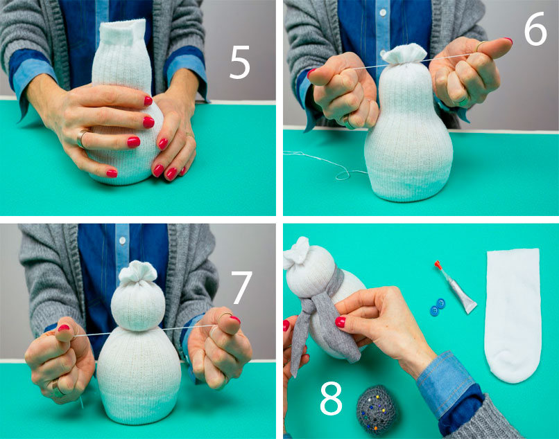 Jak vyrobit sněhuláka pro nový rok z ponožky: Tipy, fotografie