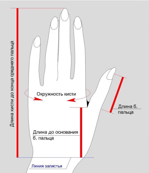 Детальная инструкция снятия мерок с кисти женских рук