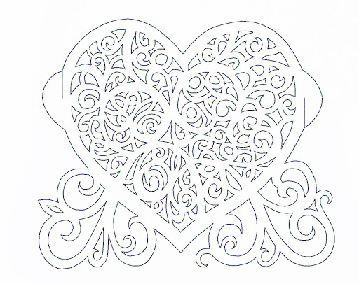 Ottynanka 8. března - gratulační karta ve formě srdce, šablona